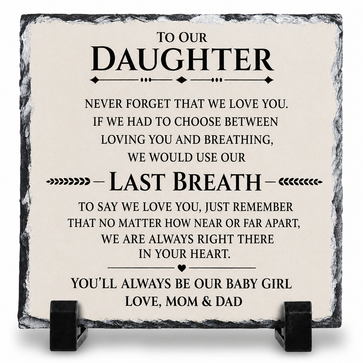To Our Daughter Rock Slate Plaque Gift from Mom & Dad | Meaningful Daughter Keepsake Decor