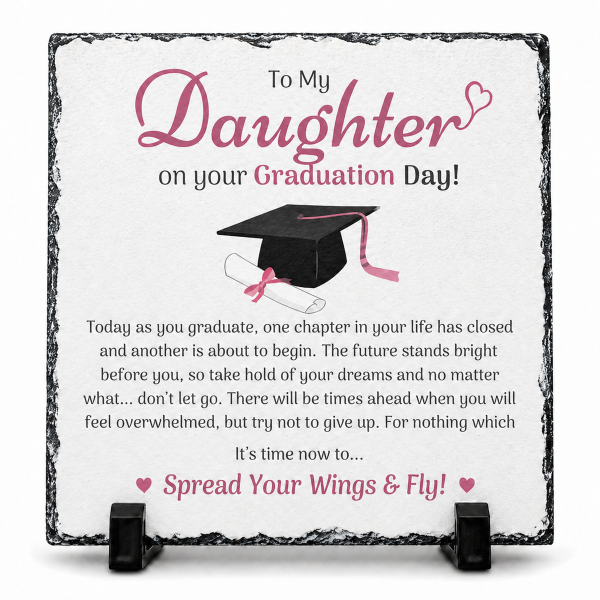 To My Daughter Graduation Gift Rock Slate – 20cm x 20cm Inspirational Keepsake Plaque | Meaningful Gift for Daughter | Unique Gift South Africa