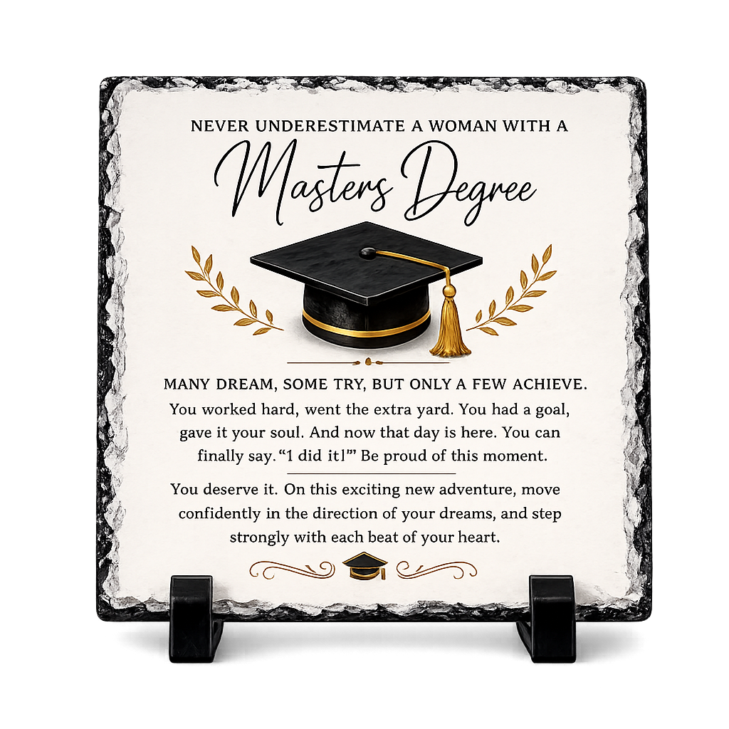 Masters Degree Graduation Gift for Her – Inspirational Rock Slate Plaque (20cm x 20cm) | Meaningful Graduation Keepsake | Unique Gift South Africa