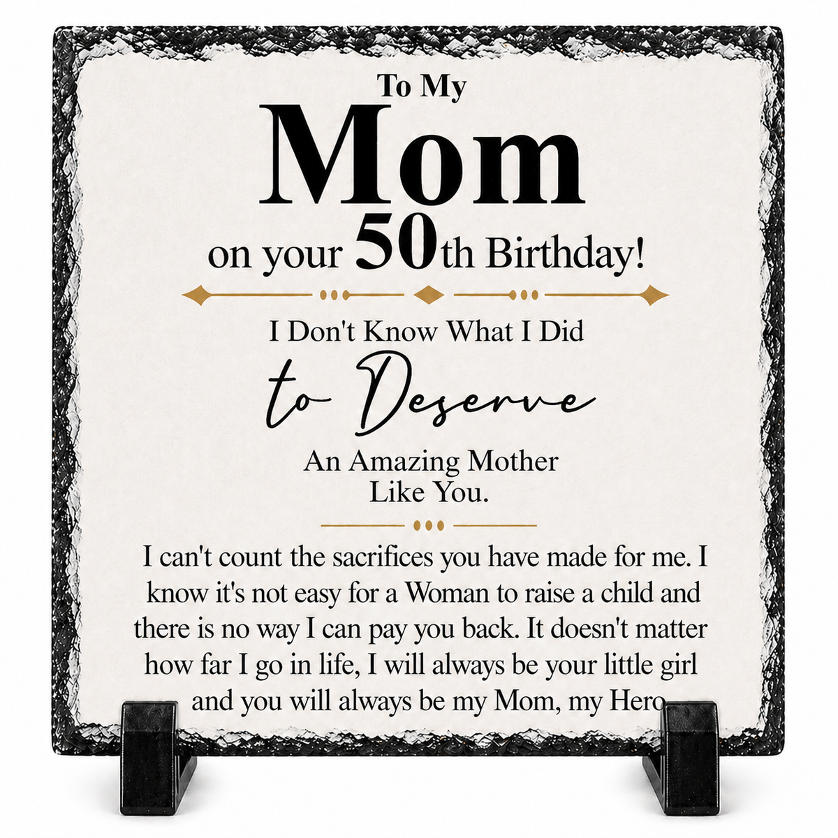 To My Mom 50th Birthday Gift – Premium Rock Slate Plaque | Meaningful Keepsake Gift for Mom | Unique Birthday Gift South Africa