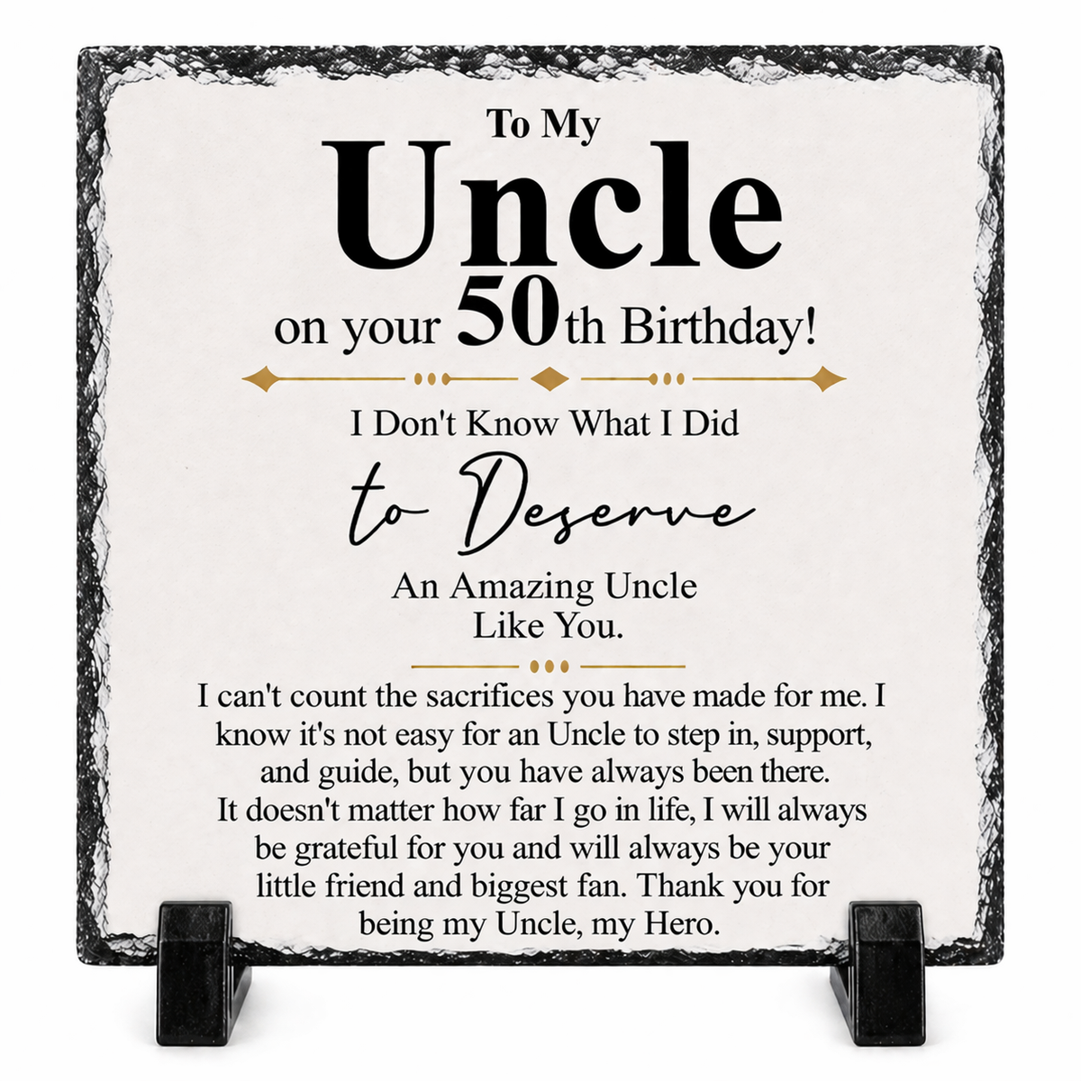 To My Uncle 50th Birthday Gift – Premium Rock Slate Plaque | Meaningful Uncle Keepsake | Unique Birthday Gift South Africa