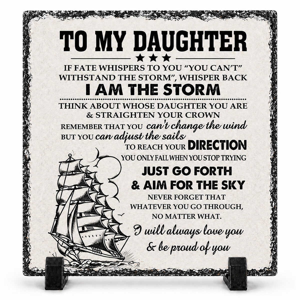 To My Daughter Rock Slate Gift – 20cm x 20cm Inspirational Plaque | Meaningful Daughter Gift | Unique Keepsake South Africa