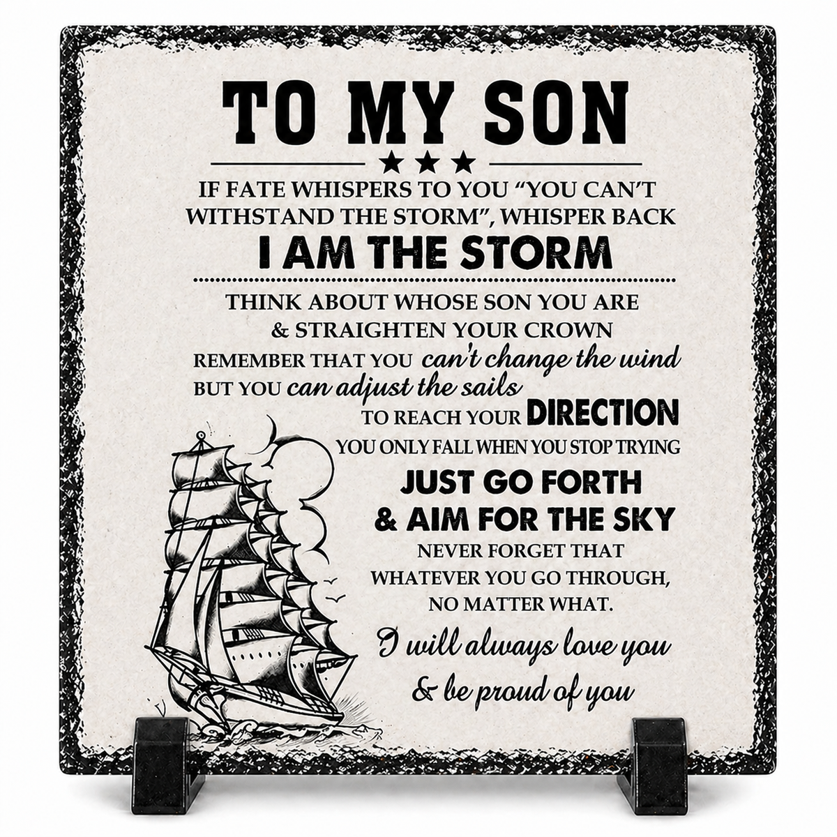 To My Son Rock Slate Gift – 20cm x 20cm Inspirational Plaque | Motivational Gift for Son | Meaningful Keepsake South Africa