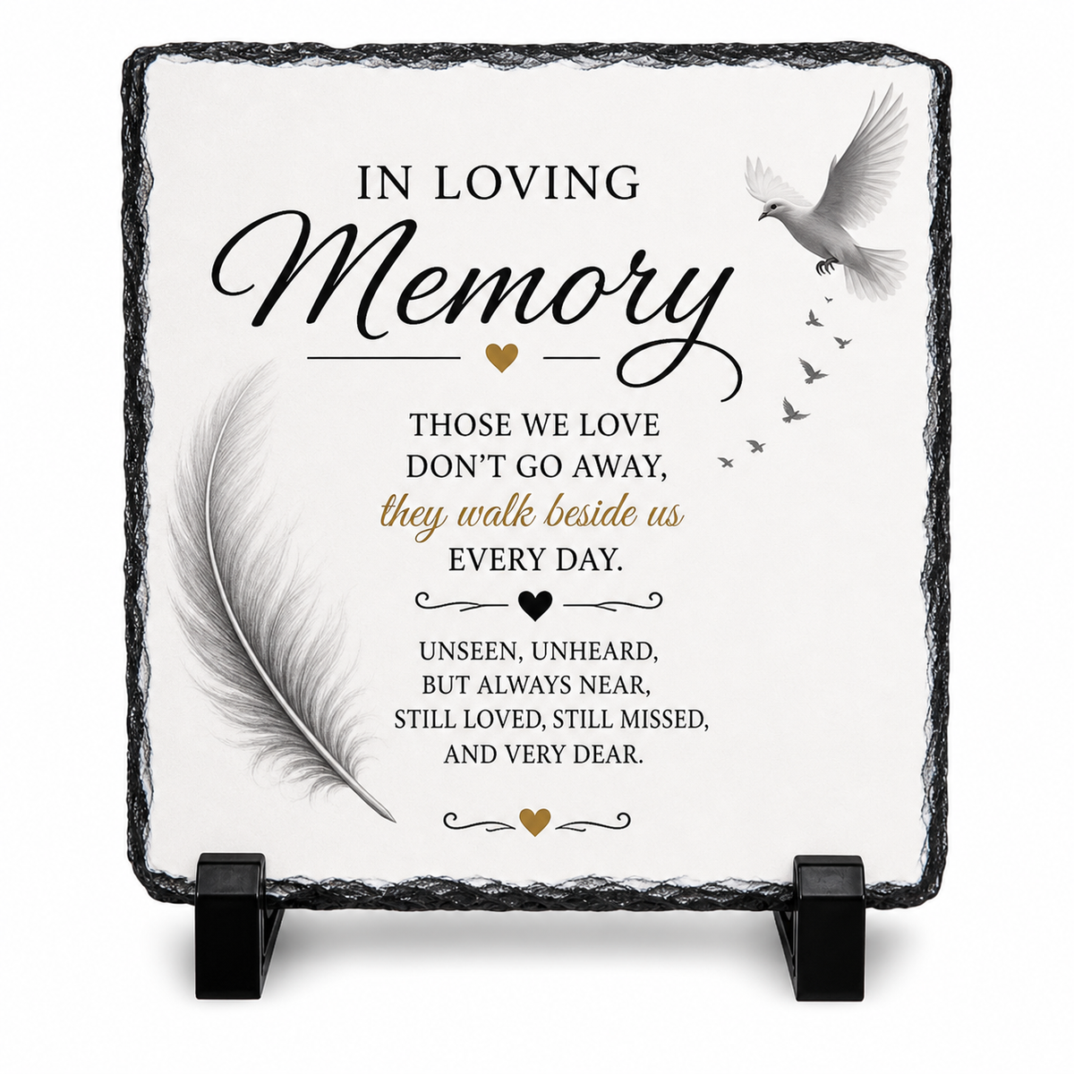 In Loving Memory Rock Slate – Premium Memorial Keepsake Plaque | Sympathy Gift for Loss of Loved One | Elegant Remembrance Stone with Stand