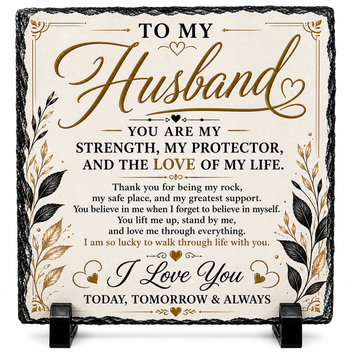 To My Husband Rock Slate Gift – Luxury Romantic Gift for Husband, Anniversary Birthday Gift for Him, Premium Love Keepsake Plaque, Wedding Gift from Wife