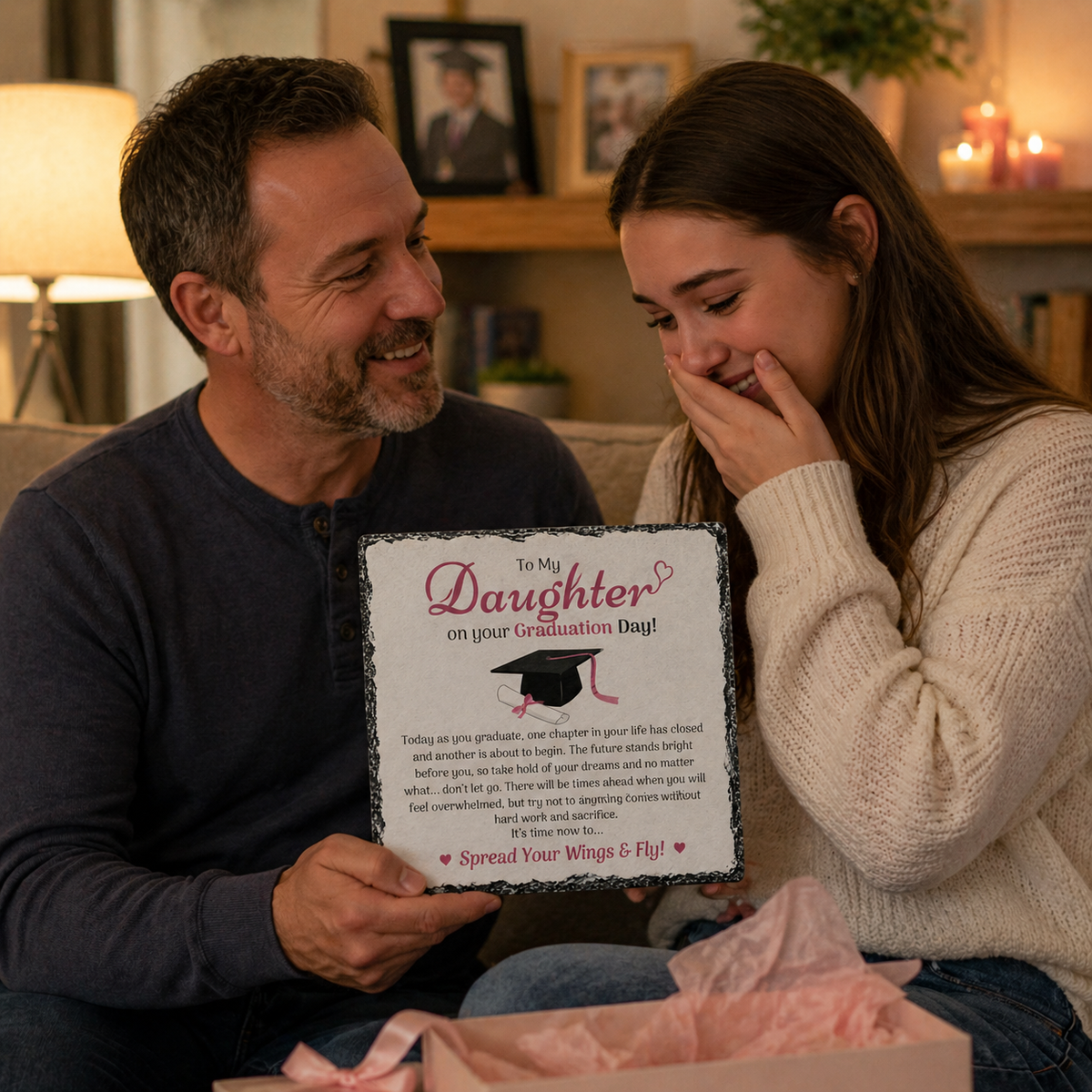 To My Daughter Graduation Gift Rock Slate – 20cm x 20cm Inspirational Keepsake Plaque | Meaningful Gift for Daughter | Unique Gift South Africa