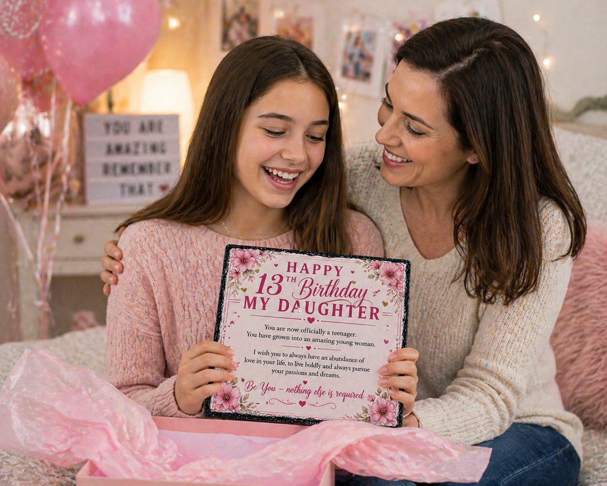 13th Birthday Gift for Daughter – Rock Slate Plaque 20cm x 20cm | Inspirational Teenage Gift for Girls | Meaningful Keepsake South Africa
