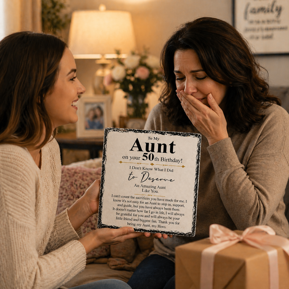 To My Aunt 50th Birthday Gift – Premium Rock Slate Plaque (20x20cm) | Meaningful Aunt Keepsake | Unique Birthday Gift South Africa