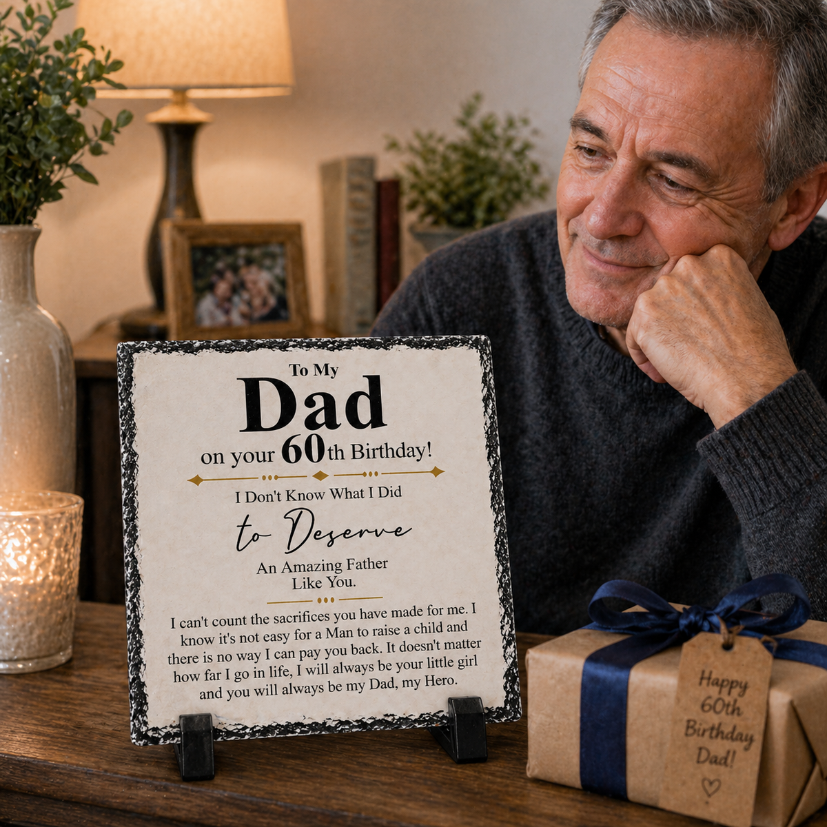 To My Dad 60th Birthday Gift – Rock Slate Plaque | Meaningful Keepsake for Dad | Unique Birthday Gift South Africa