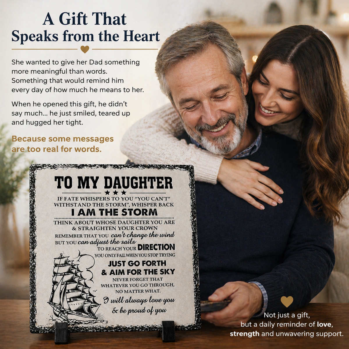 To My Daughter Rock Slate Gift – 20cm x 20cm Inspirational Plaque | Meaningful Daughter Gift | Unique Keepsake South Africa