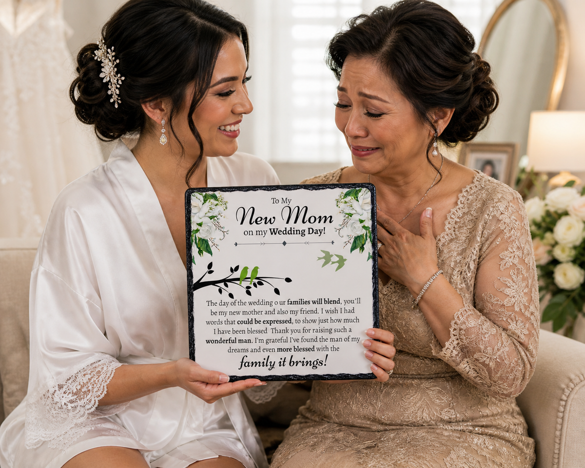 To My New Mom Wedding Gift – From Bride Rock Slate Plaque | Mother-in-Law Wedding Day Gift, Bonus Mom Keepsake (20x20cm)